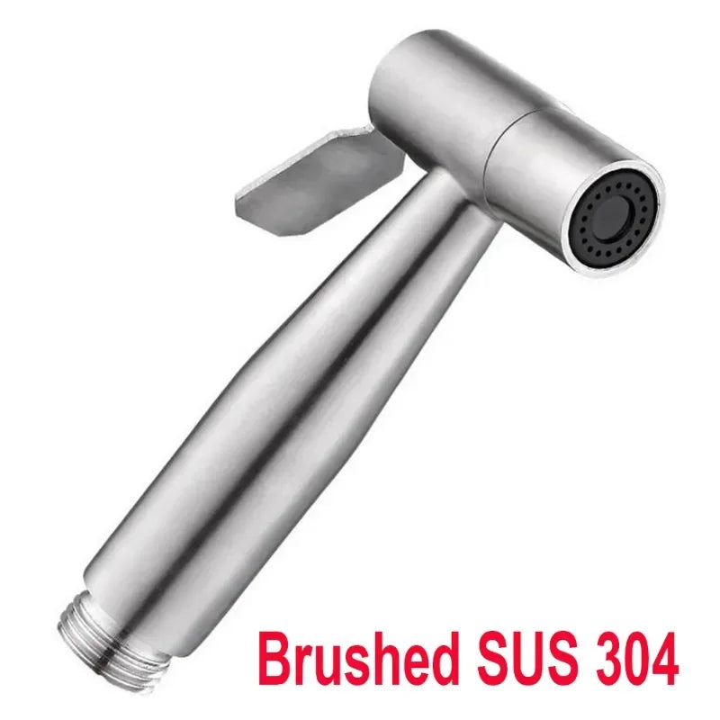 304 Stainless Steel Spray Gun Shower Handheld Bidet Sprayer Set Handheld Toilet Bidet Faucet Sprayer Shower Nozzle Self Cleaning