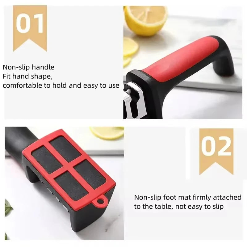 Kitchen 3/4-Segment Knife Sharpener Household Multi-Functional Hand-Held 3/4-Purpose Black Sharpening Stone