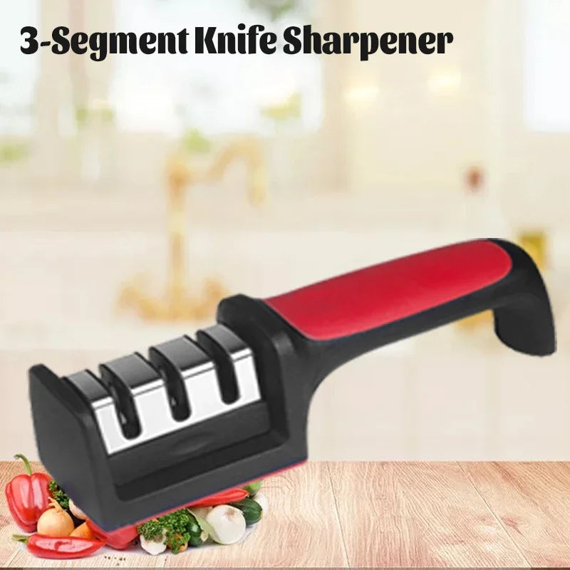 Kitchen 3/4-Segment Knife Sharpener Household Multi-Functional Hand-Held 3/4-Purpose Black Sharpening Stone