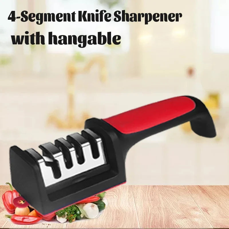 Kitchen 3/4-Segment Knife Sharpener Household Multi-Functional Hand-Held 3/4-Purpose Black Sharpening Stone