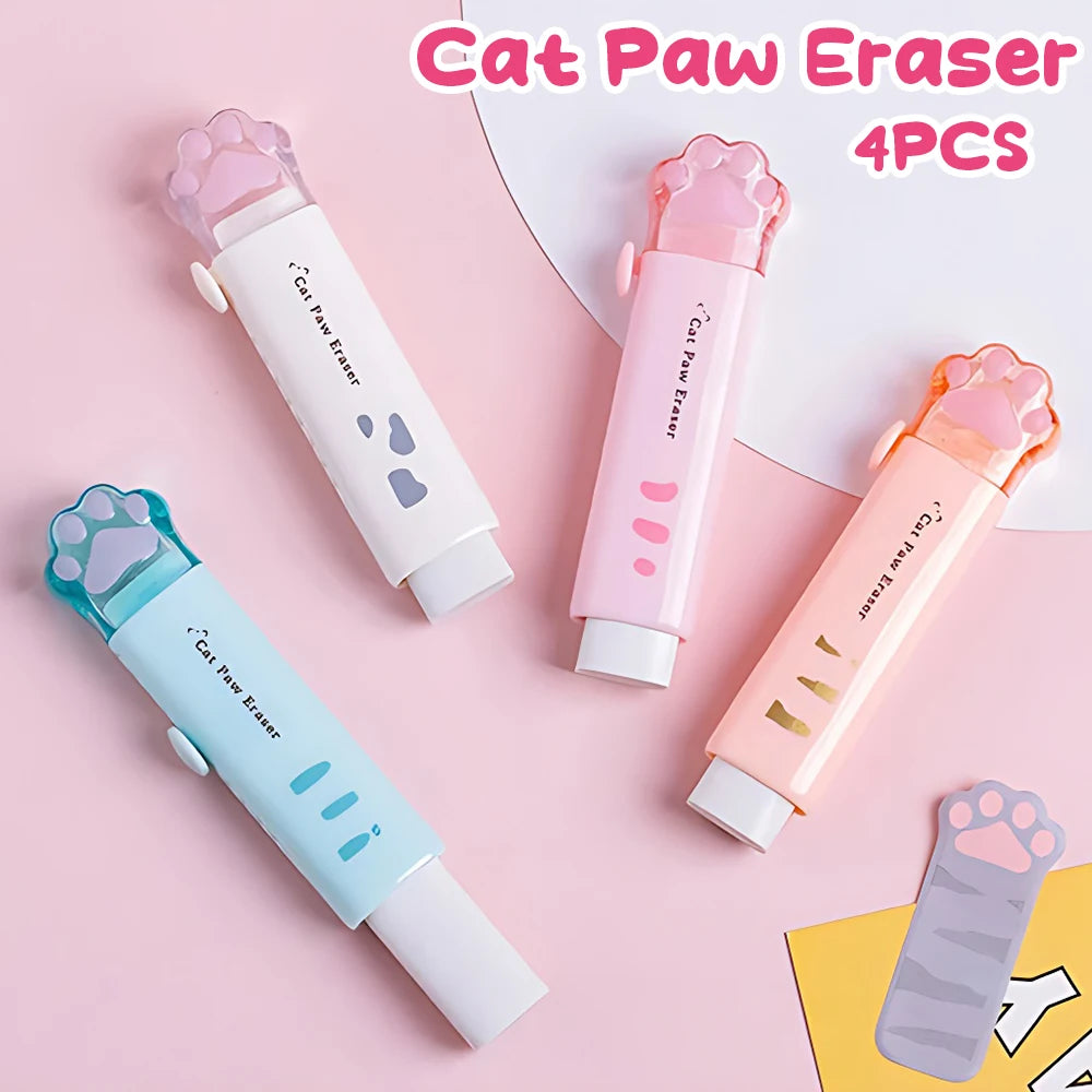 1Pcs Kawaii Push-pull Design Cat Paw Rubber Erasers Student Correction Tool Kids School Office Supplies Gift Creative Stationery