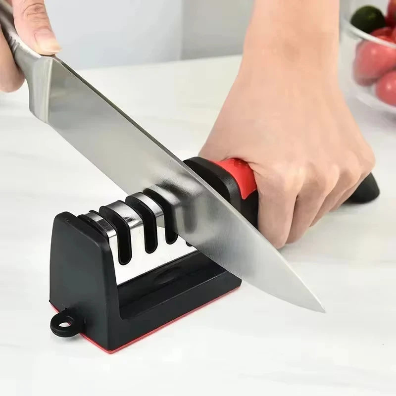 Kitchen 3/4-Segment Knife Sharpener Household Multi-Functional Hand-Held 3/4-Purpose Black Sharpening Stone