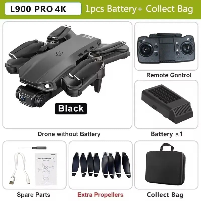 L900 Pro GPS Drone 4K Professional HD Dual Camera 5G Wifi Photography Brushless Foldable Quadcopter RC Distance 1.2KM Dron Toy