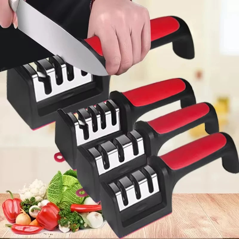 Kitchen 3/4-Segment Knife Sharpener Household Multi-Functional Hand-Held 3/4-Purpose Black Sharpening Stone